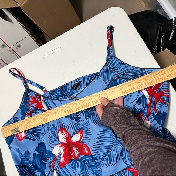 City Chic Plus Size Love Hawaii Piped Tropical Print Dress Blue Large US 20 W2 - Picture 8 of 8